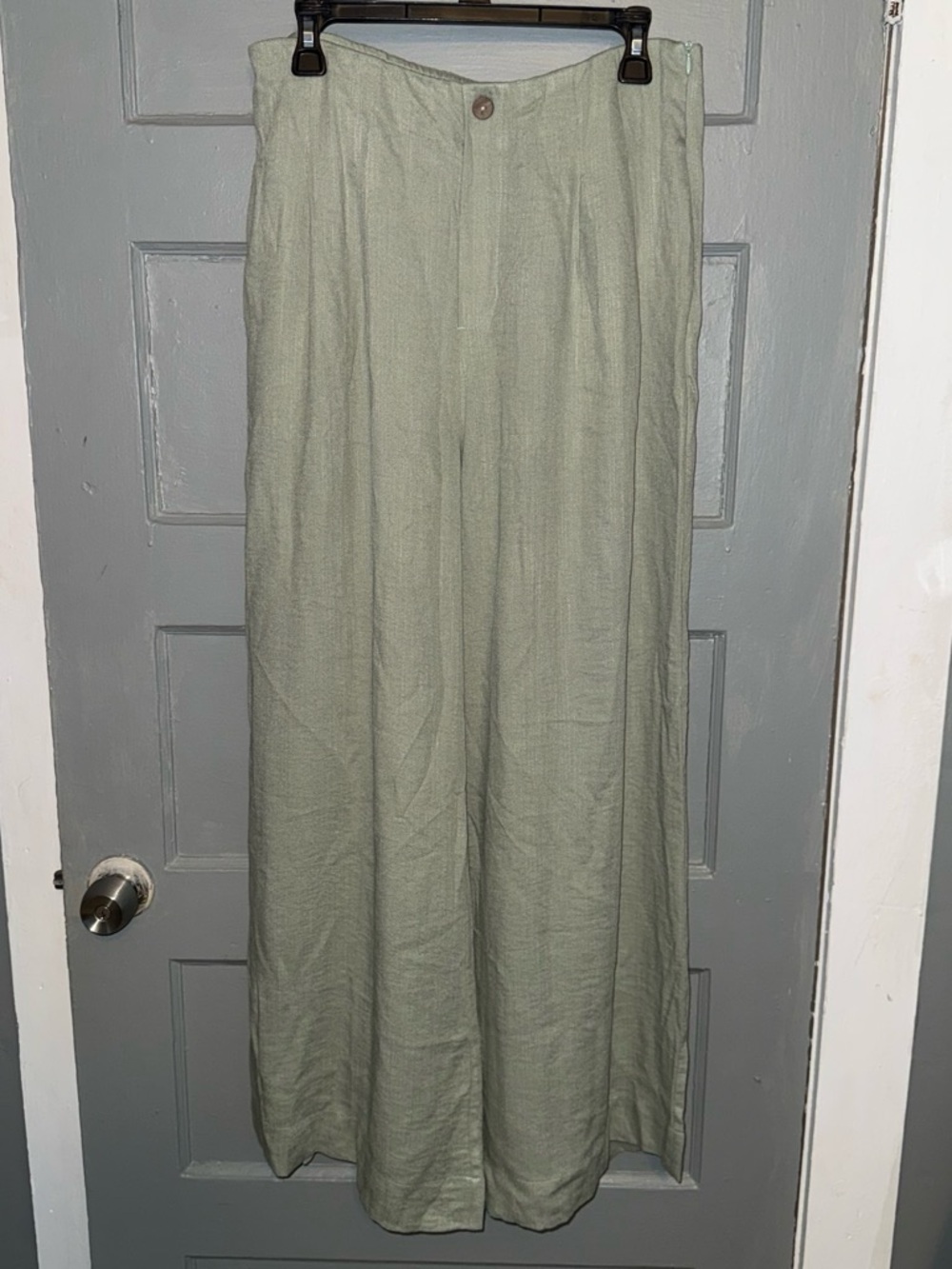 HALARA Women's Wide-Leg Linen-Blend Pants in Sage